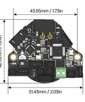 36 Gen2 Extruder Breakout Board With CAN And USB Communication For Nema 14 36mm Stepper Motors, top view with dimensions