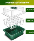 Five Pack Seed Starter Trays With Adjustable Humidity Dome And Base Indoor Greenhouse Propagator For Seed Germination 12 Cells Per Tray