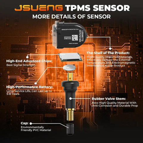 GM TPMS Sensor Replacement For Buick Enclave LaCrosse Lucerne Allure LeSabre And Cadillac Models Tire Pressure Monitoring System Sensor OE Part Numbers 13598772 13598771 13586335 15268606 15825475 10394110 20925924 25920615 20923680 25799331, black rubber valve stem