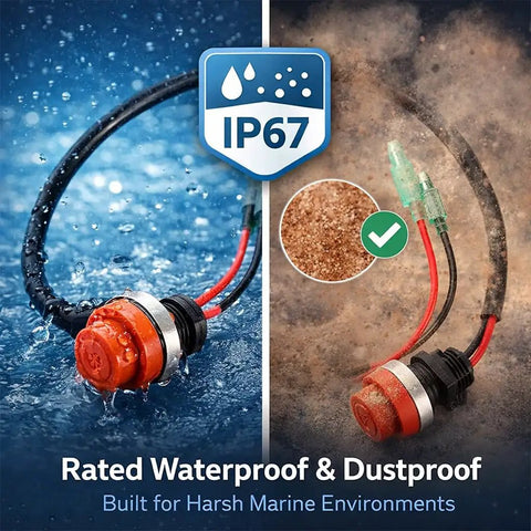 Keyless Push Button Start Stop Switch For Marine Boats And Outboard Engines, waterproof and dustproof with 18 inch wire