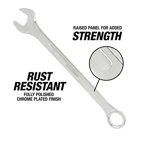 Beefy Jumbo SAE Wrench Set Heavy Duty 1-1/16 Inch To 1-7/16 Inch chrome plated wrench showing rust resistance with zoom detail