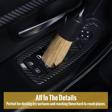 Six Piece Car Detailing Brush Set With Ultra Soft Boar Hair Detail Brushes cleaning car interior buttons