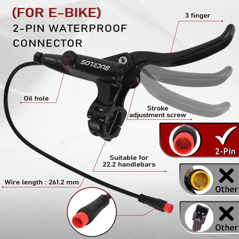 Four Pistons Hydraulic Disc Brake Set For Electric Bikes And Mountain Bikes With Aluminum Calipers, 2-pin connector
