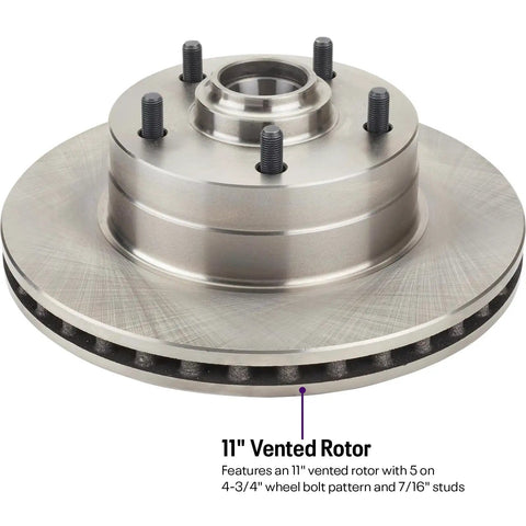 Deluxe Disc Brake Kit For 1955-1964 Chevy Full Size Cars Bolt On Upgrade From Drum Brakes On Stock Spindle Front Or Rear Improves Stopping Power And Pedal Feel With Easy Install showing 11-inch vented rotor