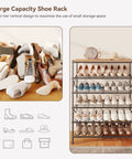 Six Tier Shoe Rack With Large Capacity Built To Stash Up To 24 Pairs Of Shoes In A Tough Metal Frame With Rustic Brown And Black Finish
