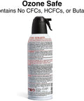Back view of Heavy Duty Compressed Air Duster For Electronics And Office Gear Dust Keyboards PCs Laptops Printers And Gaming Consoles with safety info