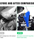 Before and after comparison using Long Neck Oil Funnel For Cars Spill Free Multi Function Plastic Fuel Funnel For Quick Oil And Fluids Fills Universal Engine Lubricant Transfer Tool Durable Reusable Car Accessory Blue