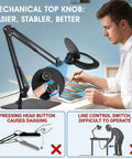 Man using Two In One Magnifying Lamp With Light And Stand For Seniors And Crafts Stepless Color And Brightness Desk Led Clamp Lamp