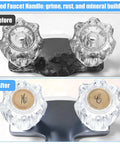 Before and after of Two Pack Clear Acrylic Faucet Handles Replacement Kit For Tub And Shower Knobs showing old and new install