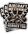 Plane Techs And Pilots Sticker Pack: We Fix What Your Pilot Breaks, aircraft mechanic humor design with tools and propeller.