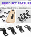 All In One 120Pcs Two Hole U Bracket Clamp Kit with black metal U-shaped clamps and self-tapping screws for pipe fixing