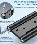 Ranbo 4-inch heavy-duty double-spring hinge, black finish, 304 stainless steel, tension-adjustable with hex wrench
