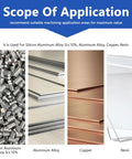 Scope of application for machining: silicon aluminum alloy, aluminum alloy, copper, resin. Recommend areas for maximum value.