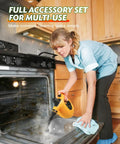 Ultimate Handheld Steam Cleaner For Home Use With 11 Accessories And 350Ml Tank in use while cleaning an oven.