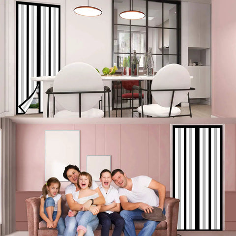 Magnetic Insulated Door Curtain With Hands Free Self Closing Privacy Screen For Year Round Comfort in a family dining and living room