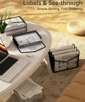 Black Transparent Expanding File Folder 7 Pack With Snap Closure No Dividers Large Capacity 13 By 9.8 Inch Expansion Up To 2.75 Inches Holds 1000 Sheets Color Coded Writable Labels For Bills Taxes School Office Home on office desk