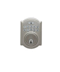 Heritage Electronic Keypad Deadbolt In Satin Stainless Finish, Push Button Lock With Illuminated Keypad, Motor Driven Latch, Supports Up To 10 Passcodes