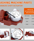 Rock Solid Washer Shift Actuator Compatible With Whirlpool And Crosley Front Load Machines, motor details and specifications visible.
