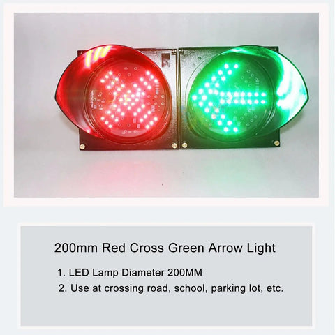 Ready For The Grind Heavy Duty 200Mm Led Traffic Signal Light Kit For Industrial Loading Docks Featuring Red Cross Green Arrow Indicators, 200mm lights.
