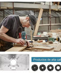 Heavy Duty Aluminum Router Table Insert Plate With Hella Precise Depth Marks And Four Caliber Sizes For Dead Straight Woodworking Trimming Over Any Shop Bench Project in use with a woodworker.