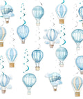 Blue Hot Air Balloon Baby Shower Decorations Kit Featuring 24 Hanging Swirls And Streamers With Cloud And Plane Travel World Theme For Gender Reveal Or Birthday Party Supplies Easy To Install And Wow Guests