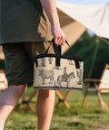 Person holding Insulated Lunch Box For Work And On The Go With Leakproof Construction and Removable Shoulder Strap, Western Cowboy design