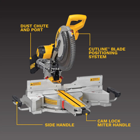 12 Inch Double Bevel Sliding Compound Miter Saw With XPS LED Shadow Light System Includes Blade Wrench Material Clamp And Dust Bag Heavy Duty 1100 Watt Motor Delivers 3,800 RPM For Pro Woodworking