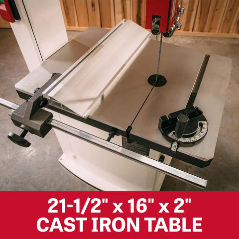 15-Inch Woodworking Bandsaw With 3 HP 230V Single-Phase Powerhouse For Big Resaw Capacity, Cast-Iron Table, Micro-Adjust Fence, Dual-Position Side Plate System, Toolless Upper And Lower Guides For Quick Setup