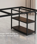 Heavy Duty Removable Desk Legs With Two Tier Storage Shelves Slick Metal Table Frame Rust Proof DIY Bar Dining Workbench Base with three storage shelves.
