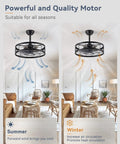 Powerful 20 Inch Fandelier Caged Ceiling Fan With Light Dope Remote Control Bladeless Ceiling Fan Farmhouse Style Fixture, seasonal use.