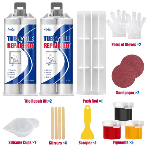 Tile Repair Kit For Porcelain And Ceramic Surfaces, Quick Fix For Scratches, Chips, Dents And Holes In Bathtubs And Shower Trays