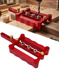Dead On Precision Complete Self Centering Doweling Jig Kit With Professional Drill Bushes, showing red aluminum construction.
