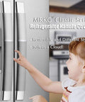 Child touching gray Refrigerator Door Handle Covers Set Of 4 Washable And Fade Resistant Keeps Handles Clean from Smudges
