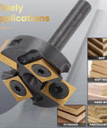 Heavy Duty Slab Flattening Router Bit With 1/4 Inch Shank And Tungsten Carbide Inserts For Woodworking Surfaces, showing Ti coated carbide teeth.