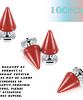 Premium Full 100 Pack Of Straight Up Badass Red Punk Metal Spike Studs And Screw Back Rivets Kit For Leather Jacket Hardware Shoe Embellishment Diy Craft Gear Upgrade, 7x10mm zinc alloy spikes.