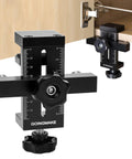 Black aluminum Cabinet Door Positioning Tool Jig With Quick Edge Positioner for frameless or face frame cabinets, installed view