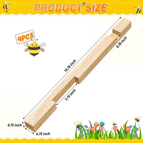 Dimensions of Four Pack Wood Beehive Entrance Reducers for Ten Frame Beehives Easy Install Protectors for Beekeeping Supplies