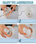 Assembly instructions for Watercolor Monstera Leaf Palm Decor Bedside Lamp with three-way dimmable touch control.