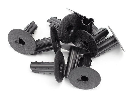 Black RG6 coax feed-through bushing with circular disk; wall passthrough, 100-pack
