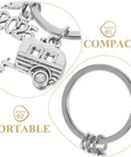Lightweight Silver Zinc Alloy Camper Keychain With Cute Design, Easy To Carry Travel Key Ring for campers and adventurers.