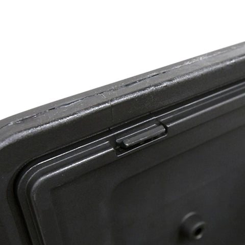 Close-up of Cooler For Golf Carts ACC CLR10 Black with slide-in mount, showing durable build for holding 12 cans or 8 bottles.