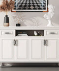 Elegant white sideboard with 10 Pack Adjustable Cabinet Pulls Black Silver Two Tone Square Dresser And Drawer Handles With 107mm Length