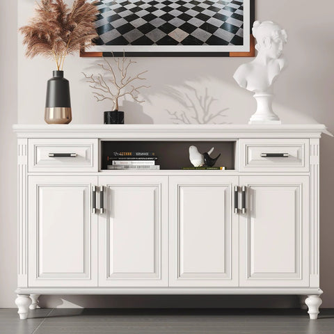Elegant white sideboard with 10 Pack Adjustable Cabinet Pulls Black Silver Two Tone Square Dresser And Drawer Handles With 107mm Length
