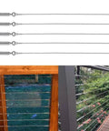 One Eighth Inch Stainless Steel Wire Rope Kit 400 Feet Of Aircraft Cable With M5 Turnbuckles 7x7 Strands Includes Thimbles And Ferrules Heavy Duty Kit For Deck Railing Clothesline String Lights And Fence showing complete deck railing installation.