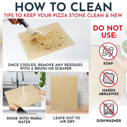 Game Changing Pizza Stone Set For Oven And Grill 15 By 12 Inches Three Piece Baking Stones cleaning instructions image.