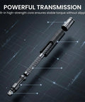 Flexible Half Inch Drive Rotating Extension Connector With 360 Degree Movement, Metal Linkage Rod For Repair, Maintenance, Shop And DIY, Two Piece Set 25 Cm Length, Handy Access In Tight Spots And Hard To Reach Angles., metal drive extension parts on dark background
