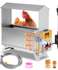 Keep Your Flock Comfortable All Winter Long With This 1.5 Gallon Heated Chicken Waterer showing stainless steel design and adjustable parts.