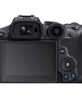 Rear view of EOS R7 Mirrorless Camera Body With RF-S 18-150mm F3.5-6.3 IS STM Lens showing controls and LCD screen