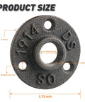 Three Quarter Inch Floor Flange Set Of Twenty For DIY Furniture Shelving Decor With An Old School Industrial Vibe In Malleable Iron Pipe Fittings With Threaded Holes shown with dimensions