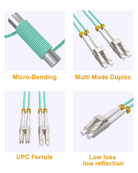 LC To LC Duplex OM3 Patch Cable 3M 5 Pack Fiber Optic Patch Cord For 10G And 40G Networks Multimode 50/125 Micron LSZH features